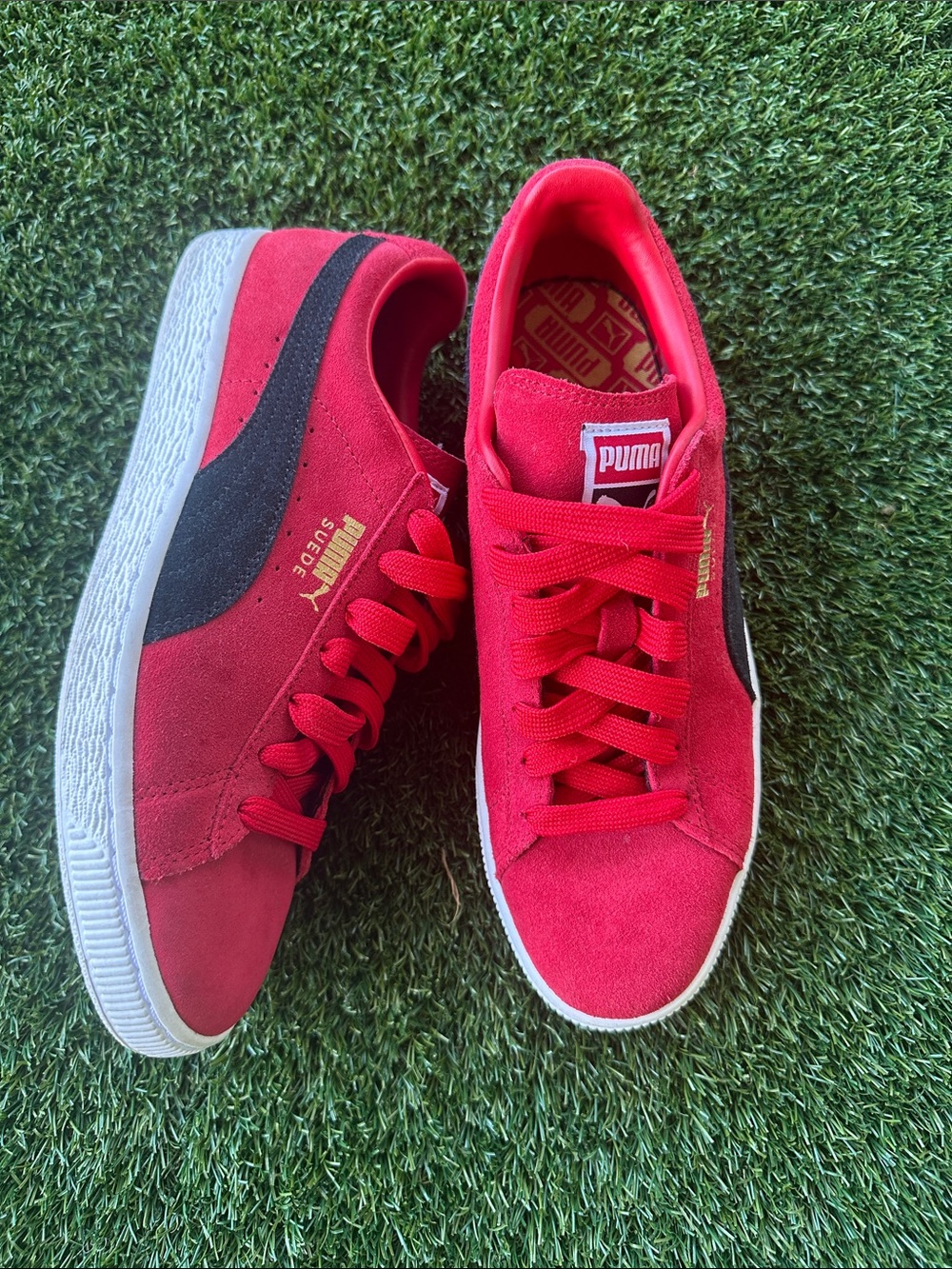 Puma Kids Red Suede Lace-Up Sneakers
